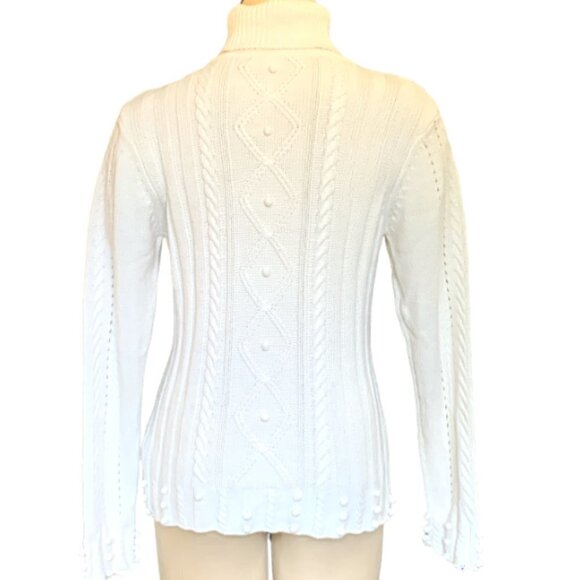 RXB Turtleneck Sweater Cable-Knit L White 62F - Picture 5 of 7